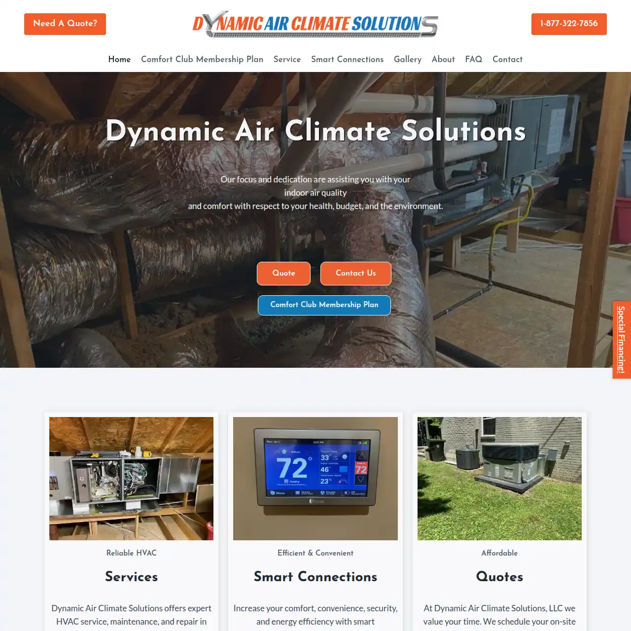 Dynamic Air Climate Solutions Website Preview