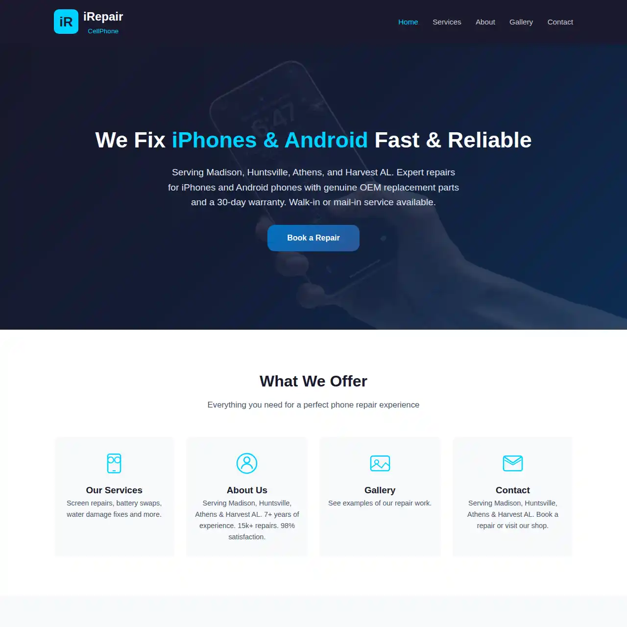 iRepair CP Website Preview